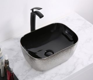 Раковина CeramaLux  D1333H022 черно-серая 46 см